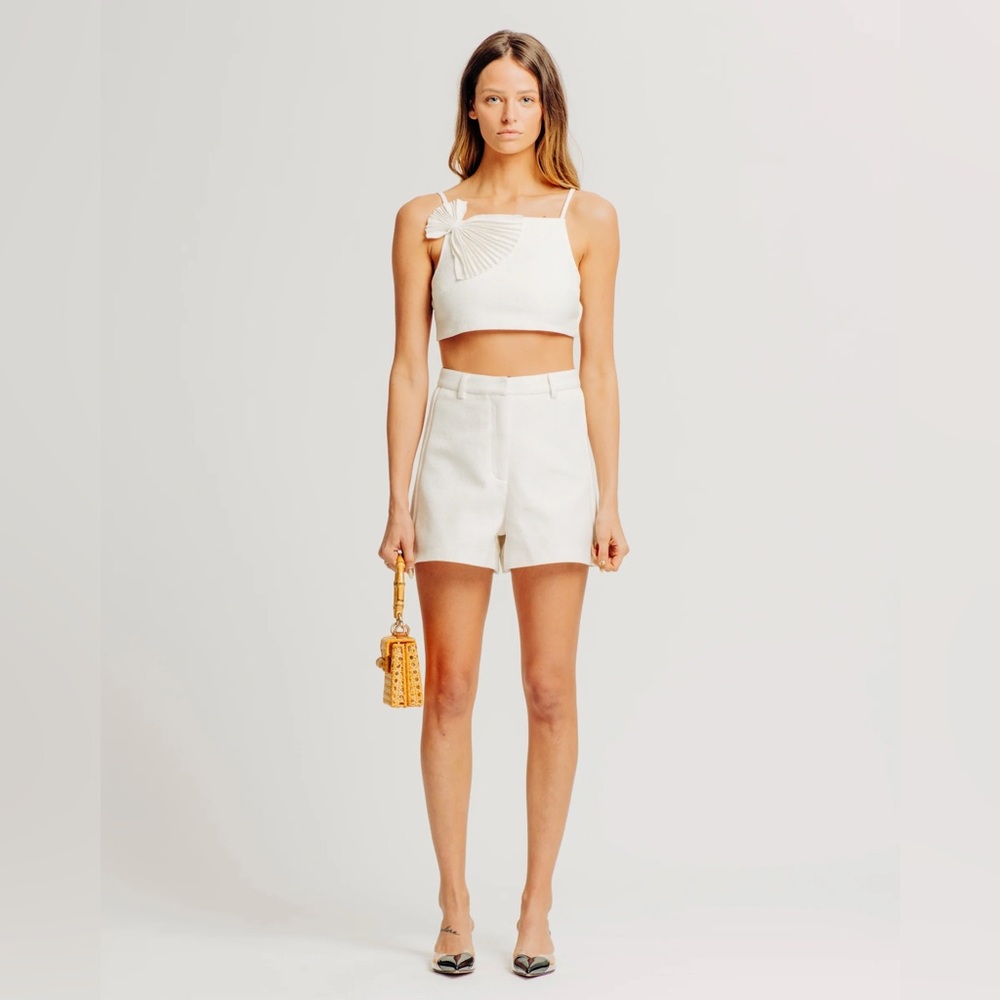 Torn by Ronny Kobo Ally Short and Top Set Cream Textured Set